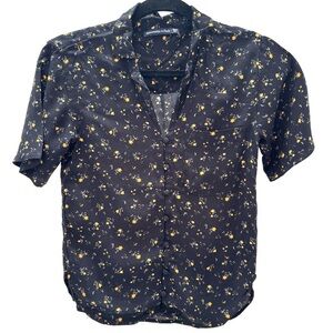 Abercrombie & Fitch Black Floral Button Down Blouse Size XXS